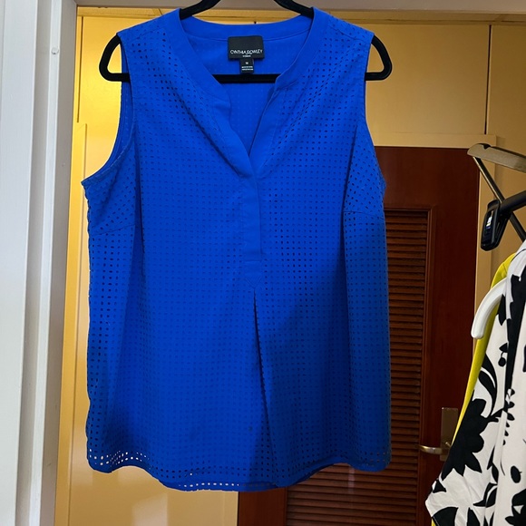 Cynthia Rowley | Electric Blue buttoned sleeveless blouse cutout 1x 14/16 - Picture 2 of 10